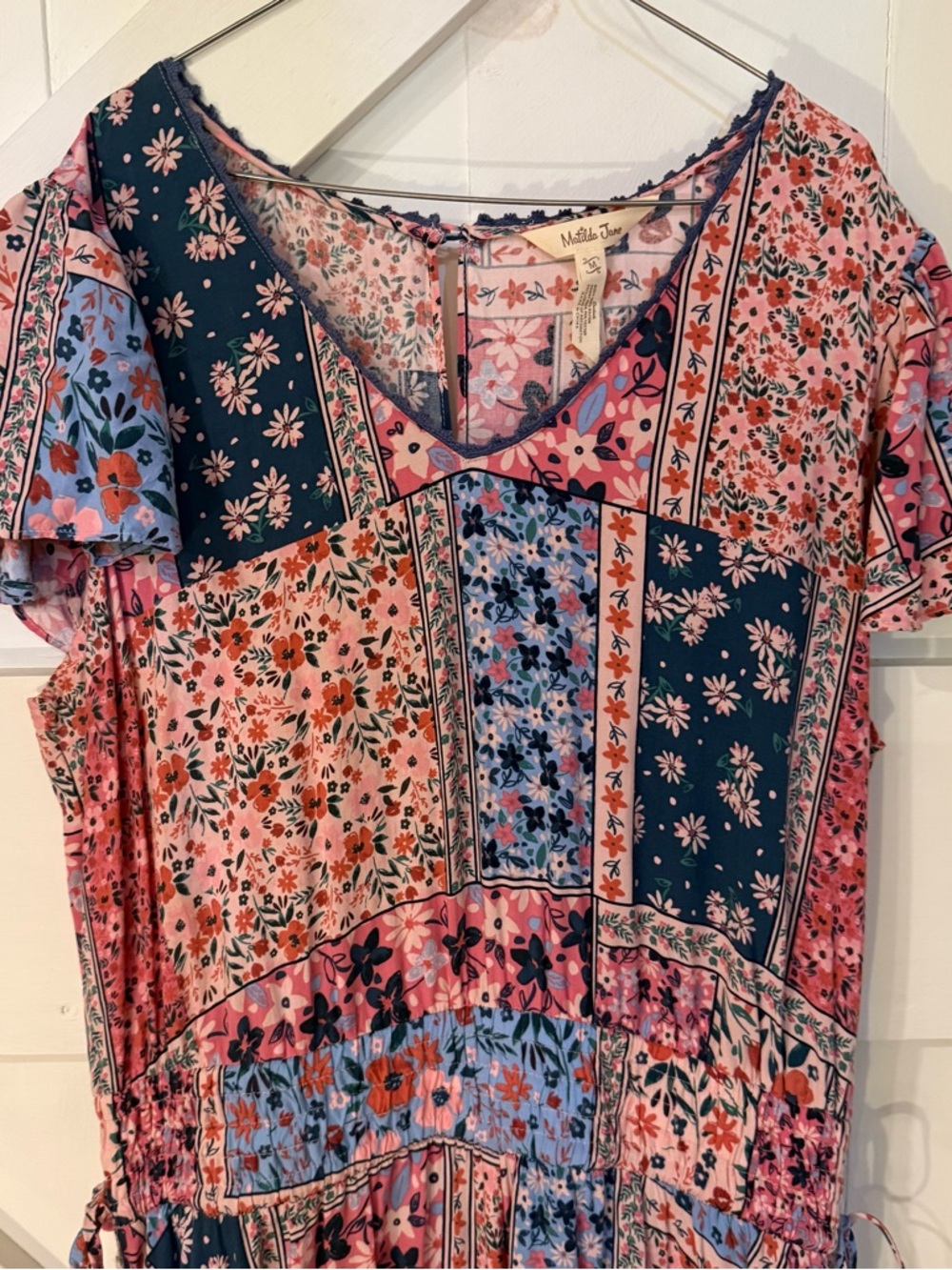 MATILDA JANE Women’s M The Wildlife Maxi Dress Patchwork Floral Short Sleeve